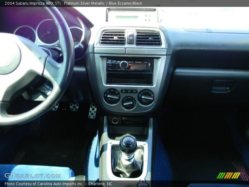 Platinum Silver Metallic / Blue Ecsaine/Black 2004 Subaru Impreza WRX STi