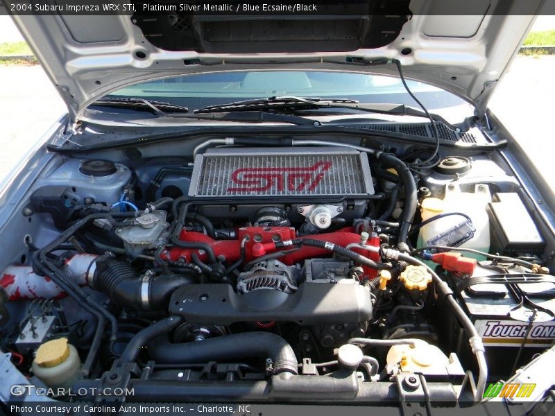 Platinum Silver Metallic / Blue Ecsaine/Black 2004 Subaru Impreza WRX STi