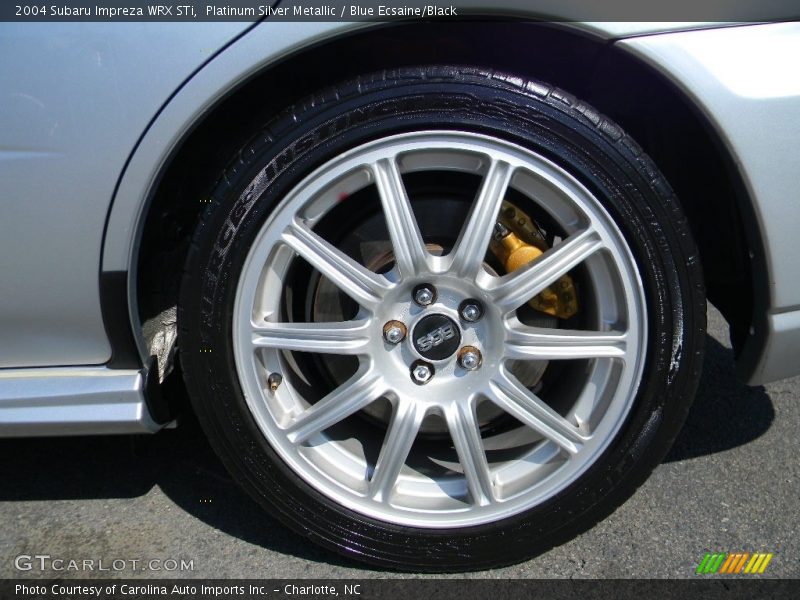 Platinum Silver Metallic / Blue Ecsaine/Black 2004 Subaru Impreza WRX STi