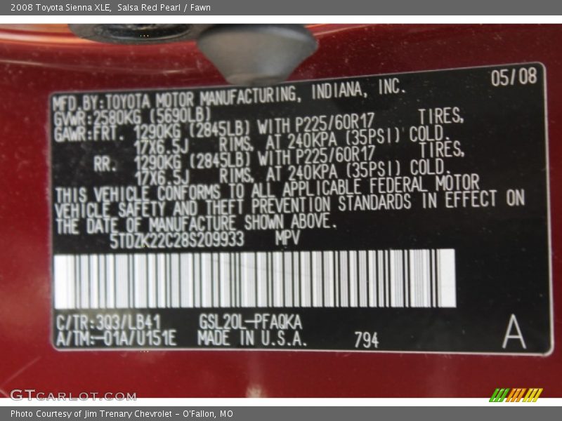 Salsa Red Pearl / Fawn 2008 Toyota Sienna XLE