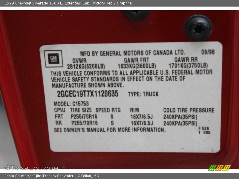 Victory Red / Graphite 1999 Chevrolet Silverado 1500 LS Extended Cab