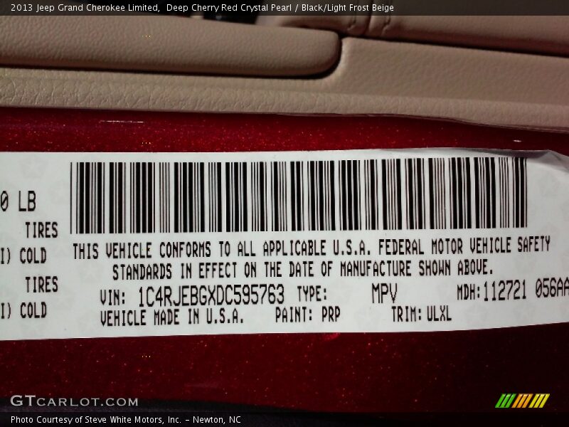 Deep Cherry Red Crystal Pearl / Black/Light Frost Beige 2013 Jeep Grand Cherokee Limited