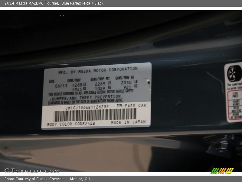 Blue Reflex Mica / Black 2014 Mazda MAZDA6 Touring