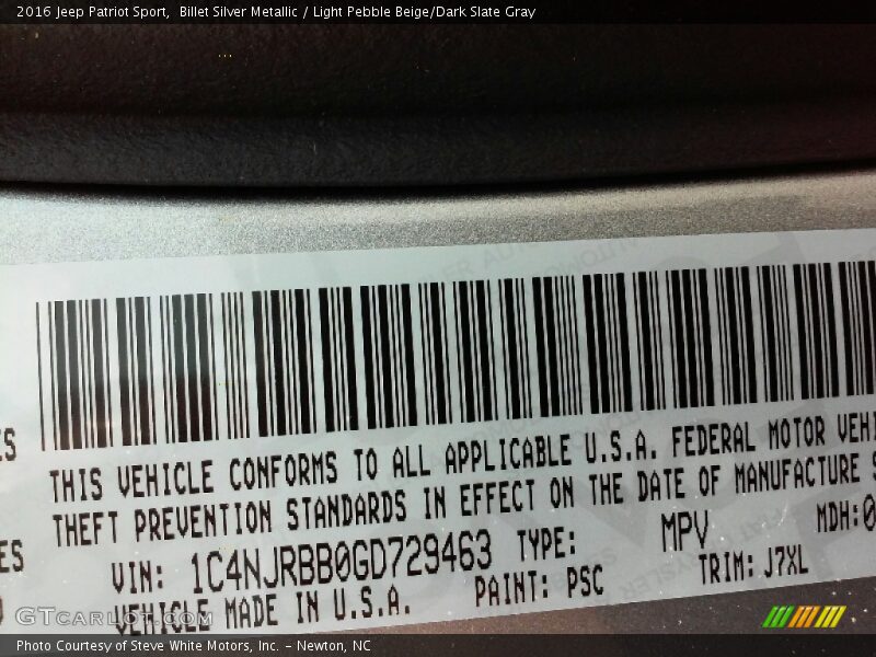 Billet Silver Metallic / Light Pebble Beige/Dark Slate Gray 2016 Jeep Patriot Sport