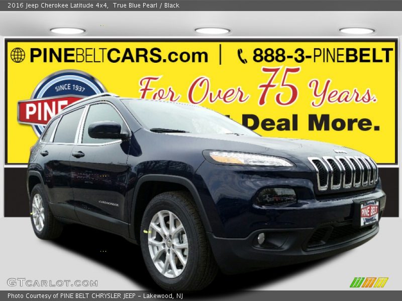 True Blue Pearl / Black 2016 Jeep Cherokee Latitude 4x4