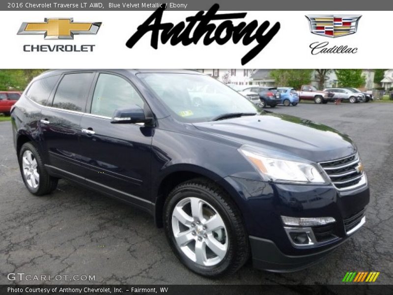 Blue Velvet Metallic / Ebony 2016 Chevrolet Traverse LT AWD