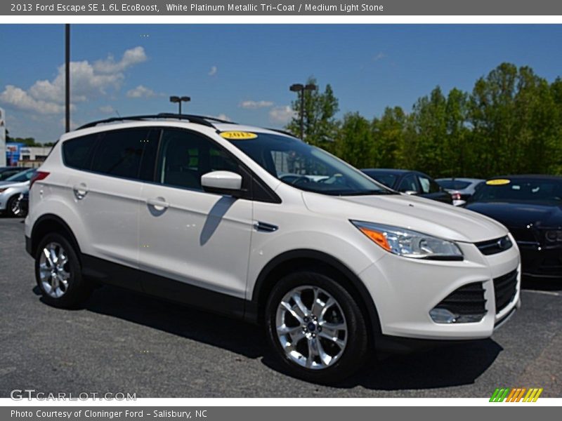 White Platinum Metallic Tri-Coat / Medium Light Stone 2013 Ford Escape SE 1.6L EcoBoost