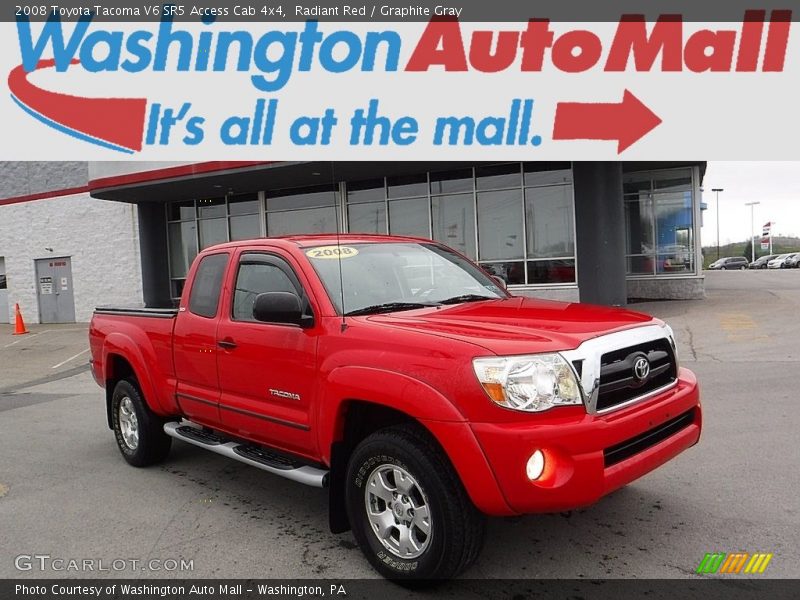 Radiant Red / Graphite Gray 2008 Toyota Tacoma V6 SR5 Access Cab 4x4