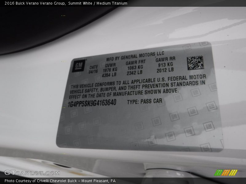 Summit White / Medium Titanium 2016 Buick Verano Verano Group
