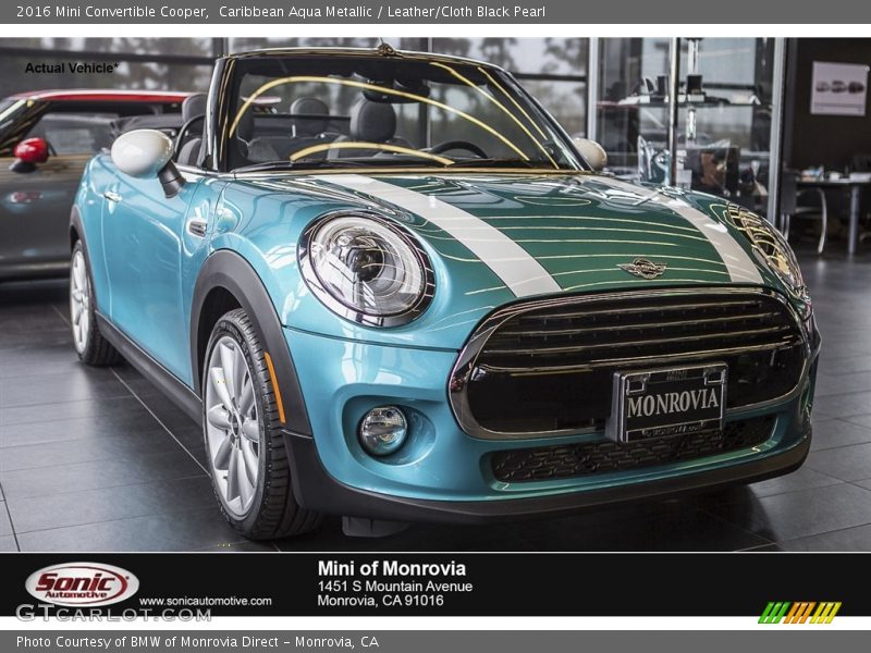 Caribbean Aqua Metallic / Leather/Cloth Black Pearl 2016 Mini Convertible Cooper