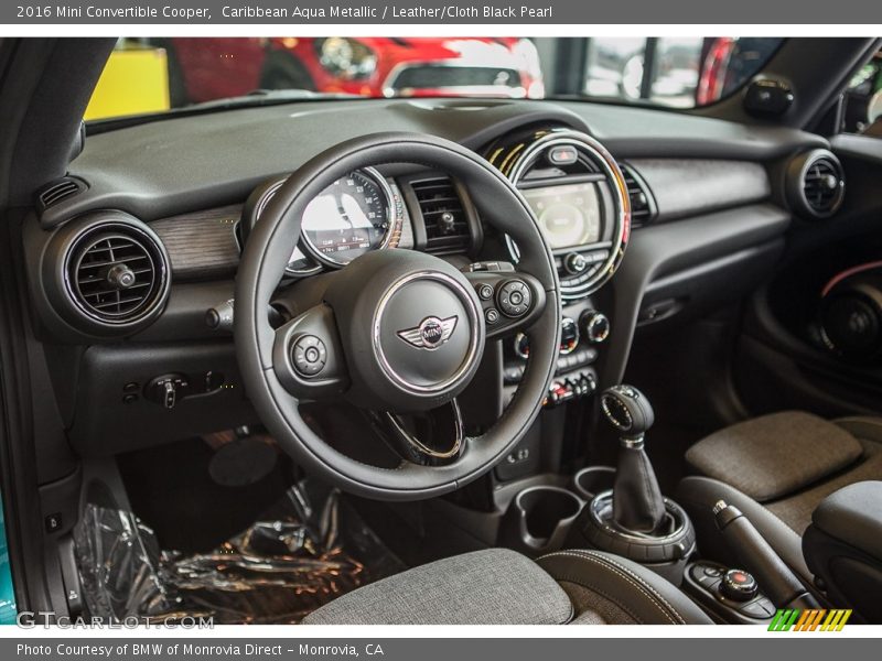 Caribbean Aqua Metallic / Leather/Cloth Black Pearl 2016 Mini Convertible Cooper