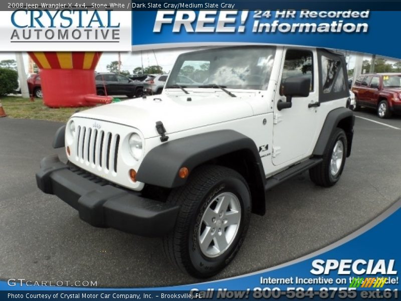 Stone White / Dark Slate Gray/Medium Slate Gray 2008 Jeep Wrangler X 4x4