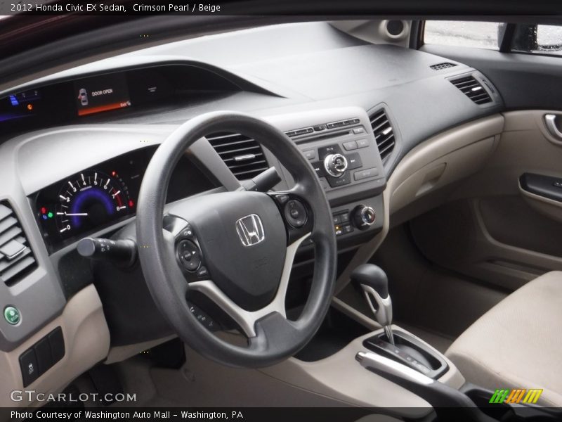 Crimson Pearl / Beige 2012 Honda Civic EX Sedan