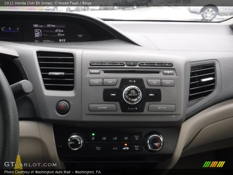 Crimson Pearl / Beige 2012 Honda Civic EX Sedan
