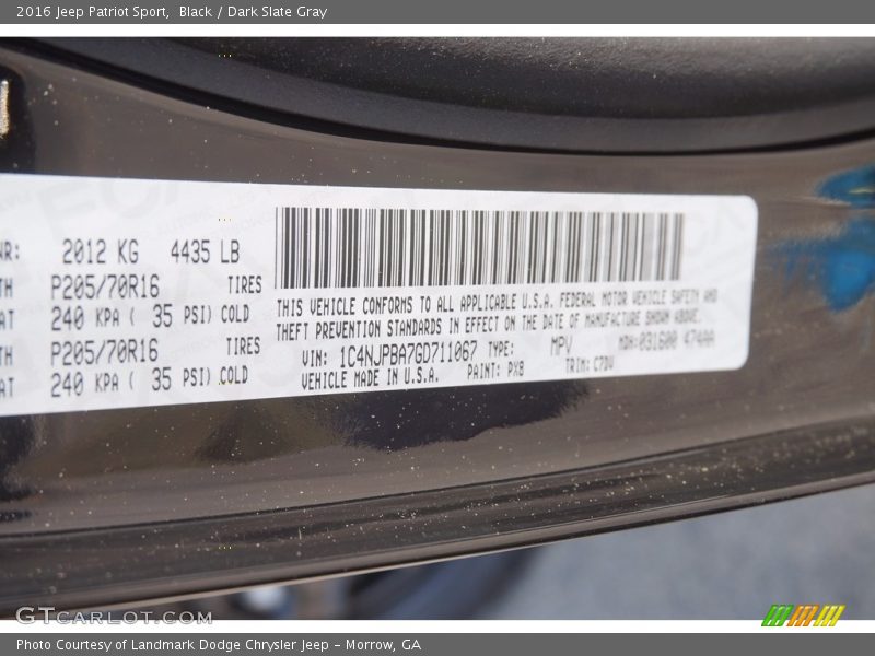 Black / Dark Slate Gray 2016 Jeep Patriot Sport