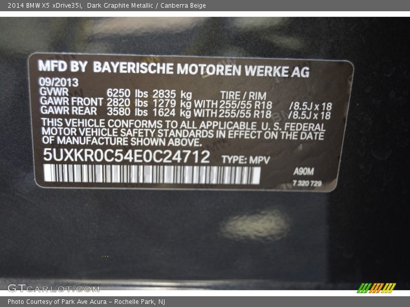 Dark Graphite Metallic / Canberra Beige 2014 BMW X5 xDrive35i