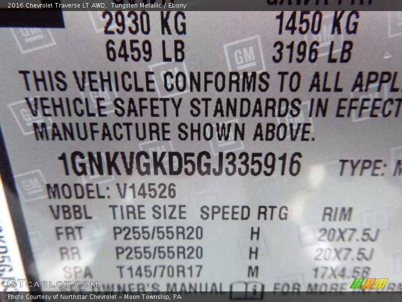 Tungsten Metallic / Ebony 2016 Chevrolet Traverse LT AWD