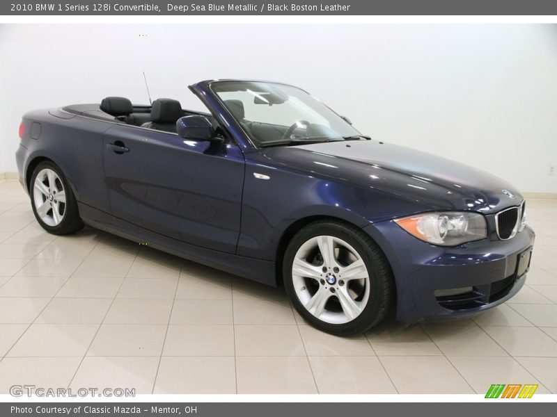 Deep Sea Blue Metallic / Black Boston Leather 2010 BMW 1 Series 128i Convertible