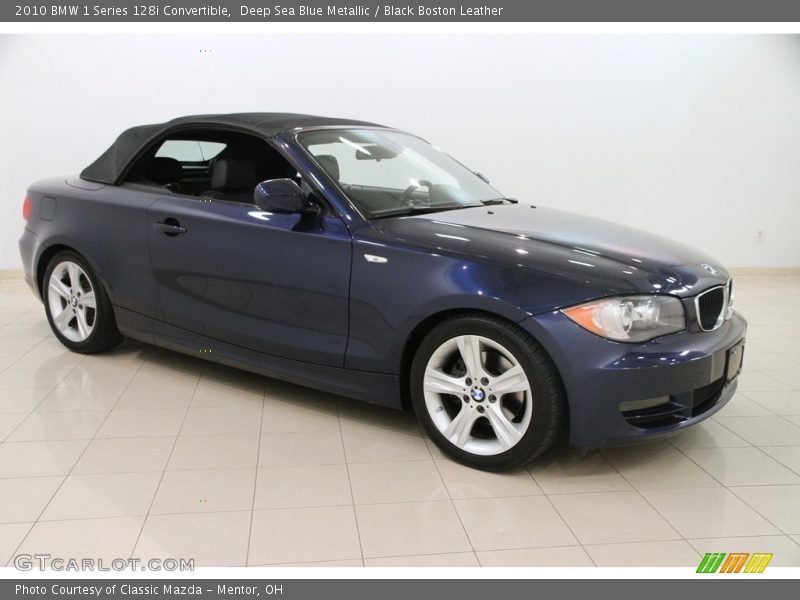 Deep Sea Blue Metallic / Black Boston Leather 2010 BMW 1 Series 128i Convertible