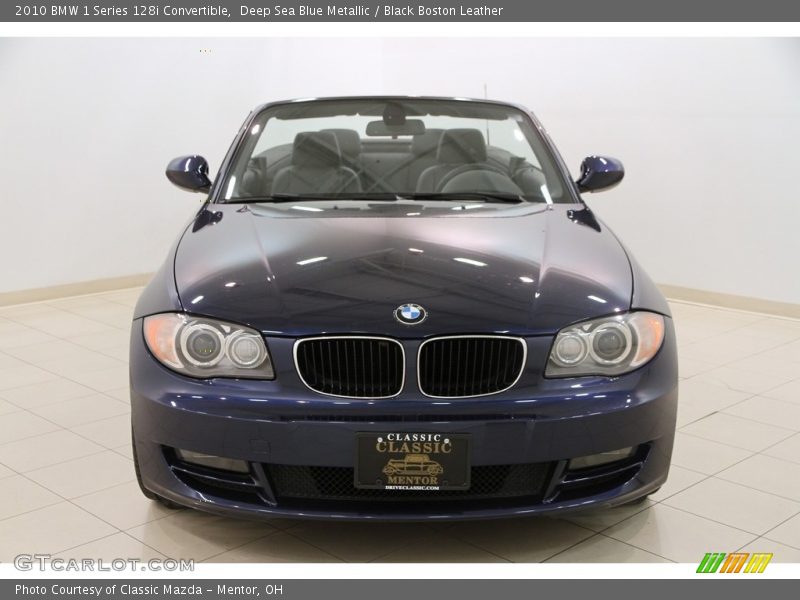 Deep Sea Blue Metallic / Black Boston Leather 2010 BMW 1 Series 128i Convertible