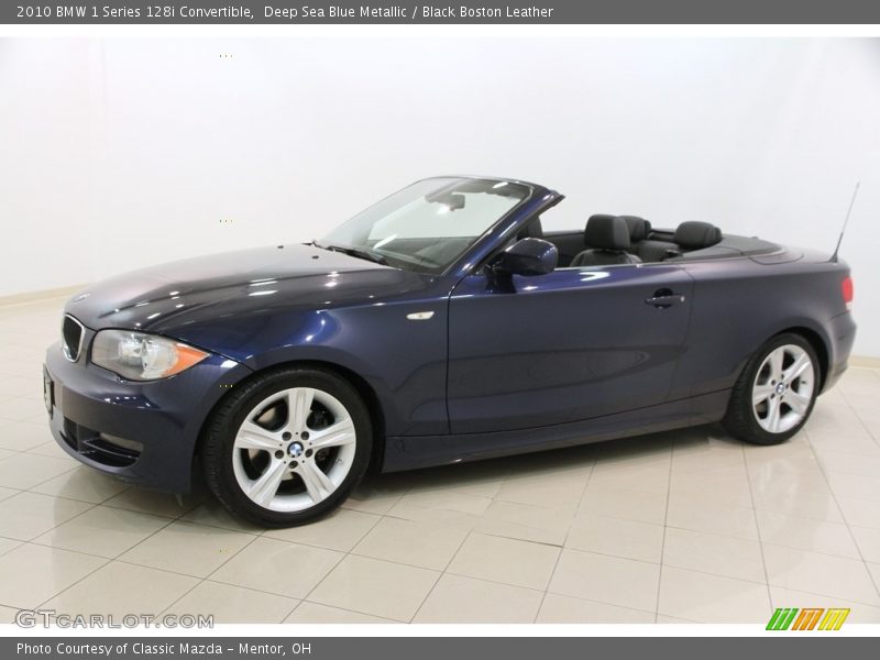 Deep Sea Blue Metallic / Black Boston Leather 2010 BMW 1 Series 128i Convertible