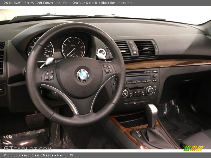 Deep Sea Blue Metallic / Black Boston Leather 2010 BMW 1 Series 128i Convertible