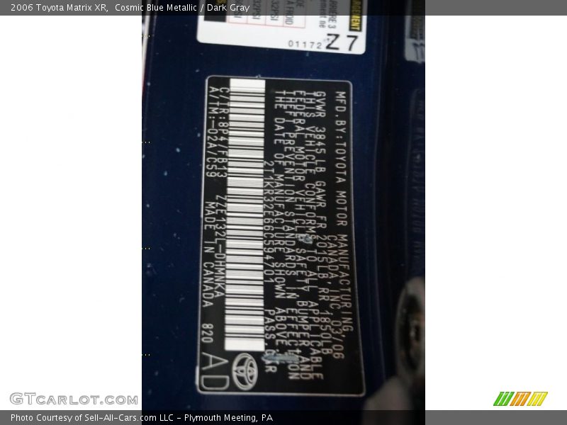 Cosmic Blue Metallic / Dark Gray 2006 Toyota Matrix XR