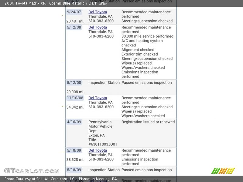 Cosmic Blue Metallic / Dark Gray 2006 Toyota Matrix XR
