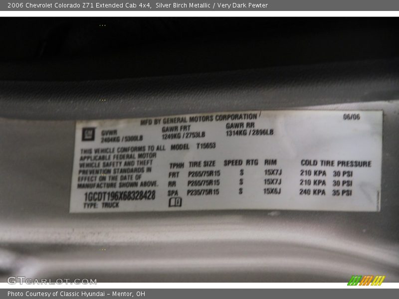 Silver Birch Metallic / Very Dark Pewter 2006 Chevrolet Colorado Z71 Extended Cab 4x4
