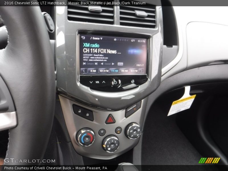 Mosaic Black Metallic / Jet Black/Dark Titanium 2016 Chevrolet Sonic LTZ Hatchback