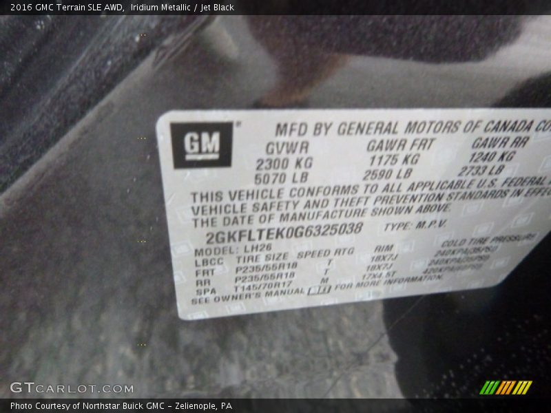 Iridium Metallic / Jet Black 2016 GMC Terrain SLE AWD