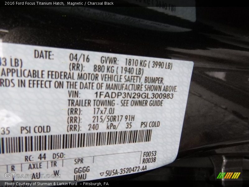 Magnetic / Charcoal Black 2016 Ford Focus Titanium Hatch
