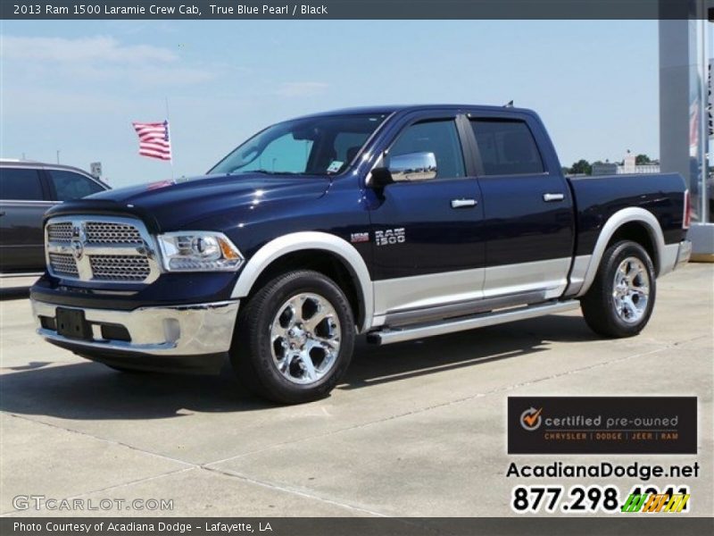 True Blue Pearl / Black 2013 Ram 1500 Laramie Crew Cab