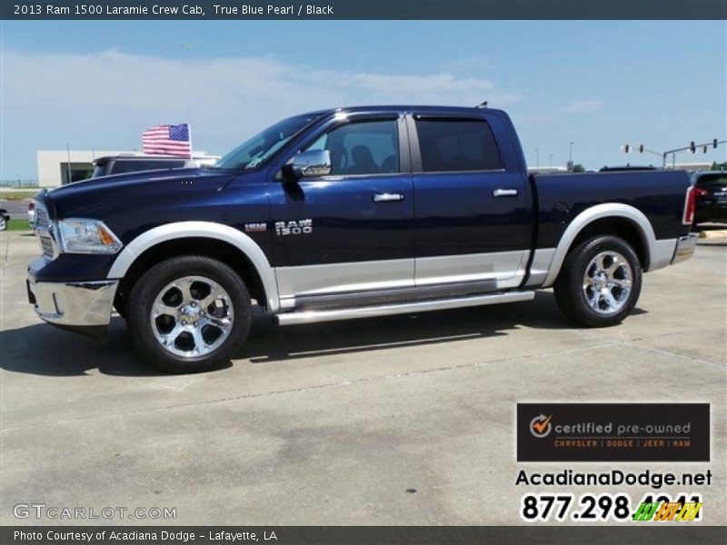 True Blue Pearl / Black 2013 Ram 1500 Laramie Crew Cab