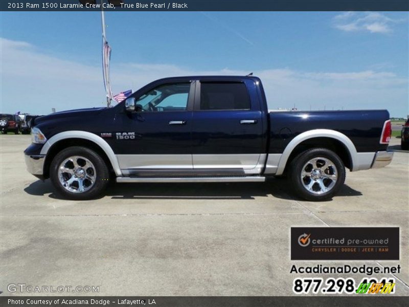 True Blue Pearl / Black 2013 Ram 1500 Laramie Crew Cab
