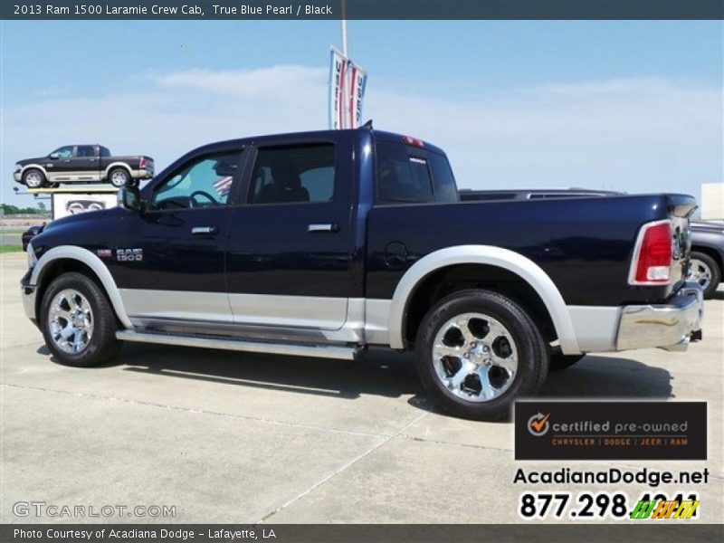 True Blue Pearl / Black 2013 Ram 1500 Laramie Crew Cab
