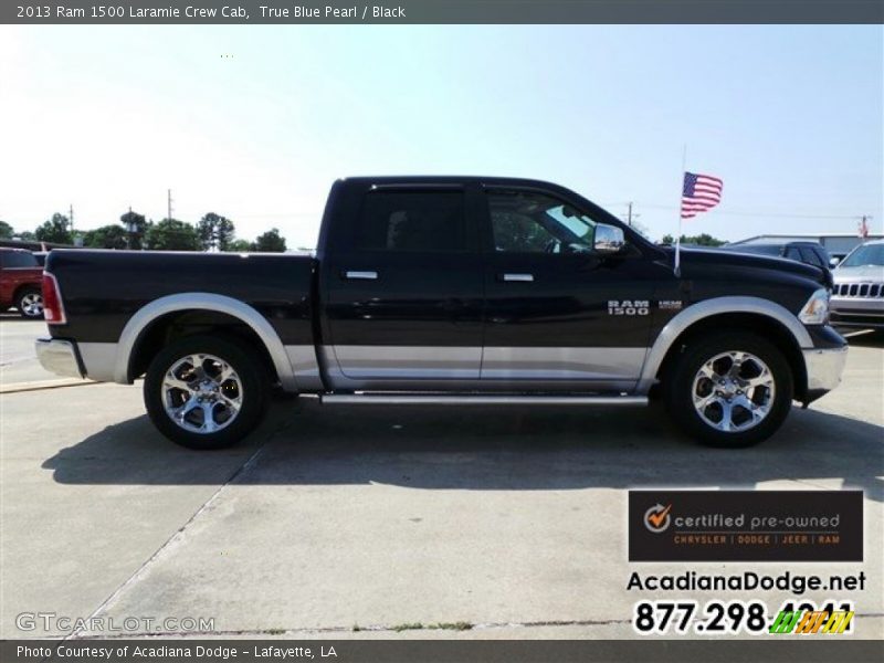 True Blue Pearl / Black 2013 Ram 1500 Laramie Crew Cab