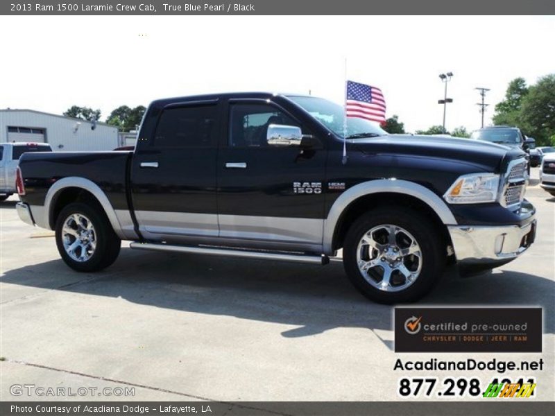 True Blue Pearl / Black 2013 Ram 1500 Laramie Crew Cab