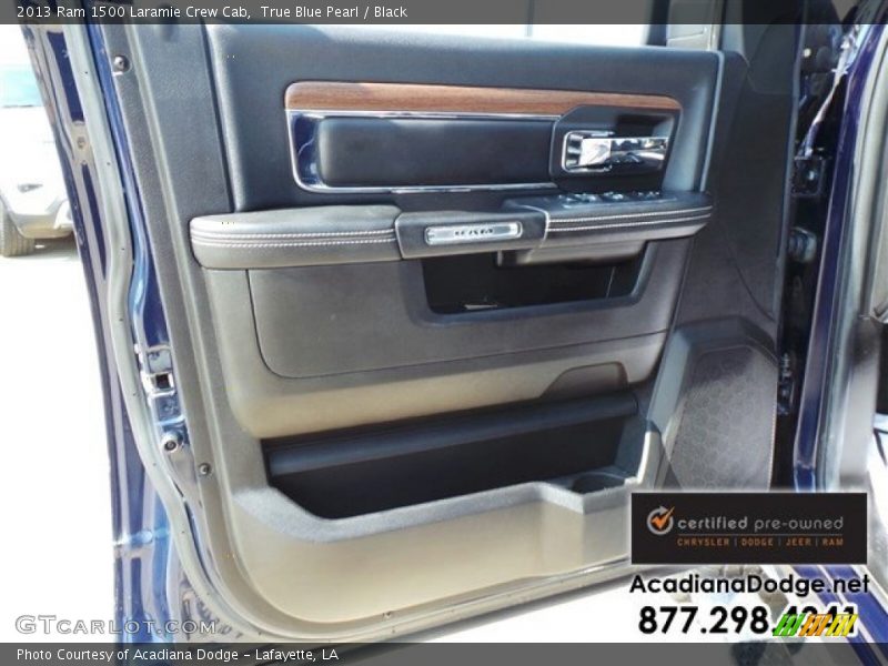 True Blue Pearl / Black 2013 Ram 1500 Laramie Crew Cab
