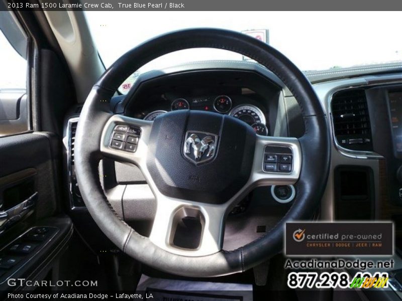 True Blue Pearl / Black 2013 Ram 1500 Laramie Crew Cab