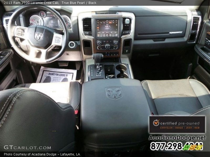 True Blue Pearl / Black 2013 Ram 1500 Laramie Crew Cab