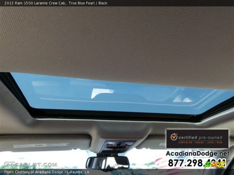 True Blue Pearl / Black 2013 Ram 1500 Laramie Crew Cab