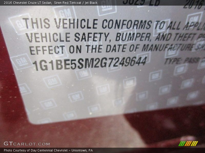 Siren Red Tintcoat / Jet Black 2016 Chevrolet Cruze LT Sedan