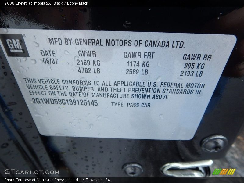 Black / Ebony Black 2008 Chevrolet Impala SS