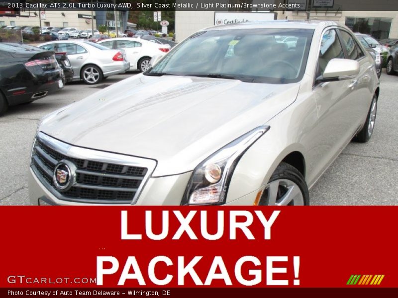 Silver Coast Metallic / Light Platinum/Brownstone Accents 2013 Cadillac ATS 2.0L Turbo Luxury AWD