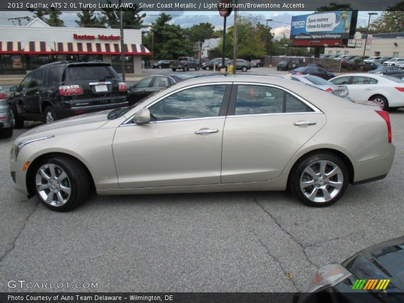 Silver Coast Metallic / Light Platinum/Brownstone Accents 2013 Cadillac ATS 2.0L Turbo Luxury AWD
