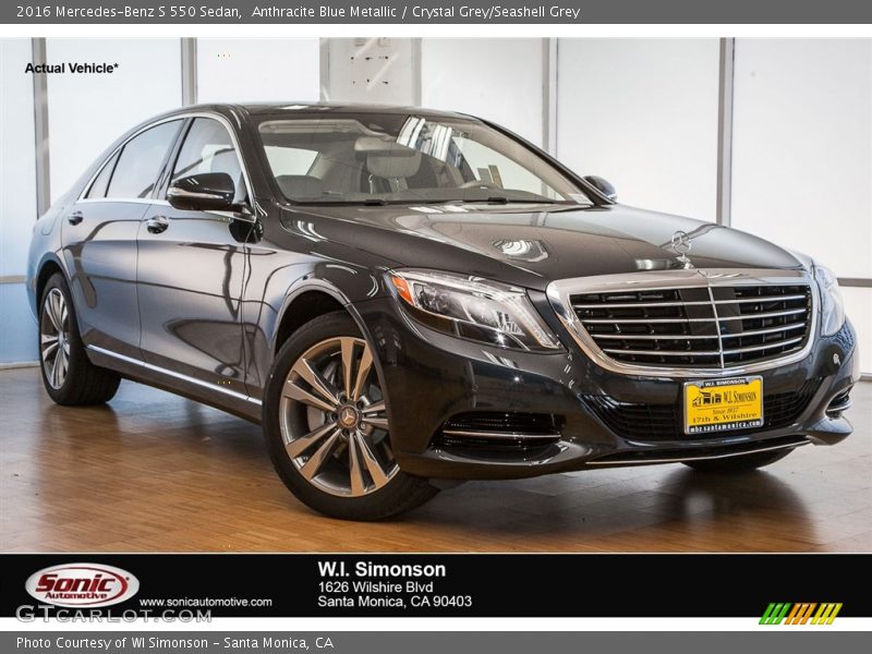 Anthracite Blue Metallic / Crystal Grey/Seashell Grey 2016 Mercedes-Benz S 550 Sedan
