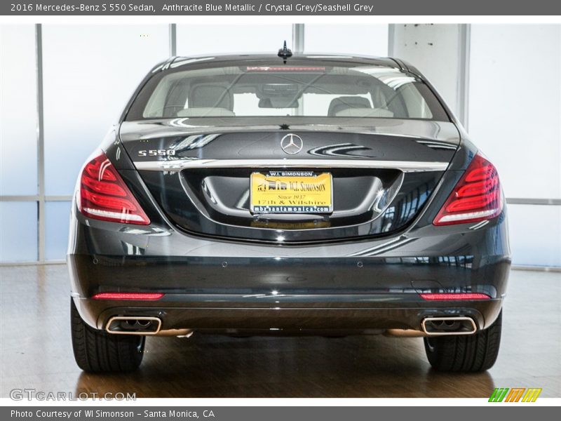 Anthracite Blue Metallic / Crystal Grey/Seashell Grey 2016 Mercedes-Benz S 550 Sedan