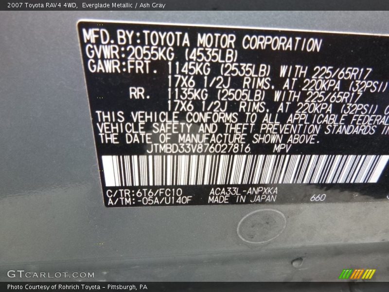 Everglade Metallic / Ash Gray 2007 Toyota RAV4 4WD