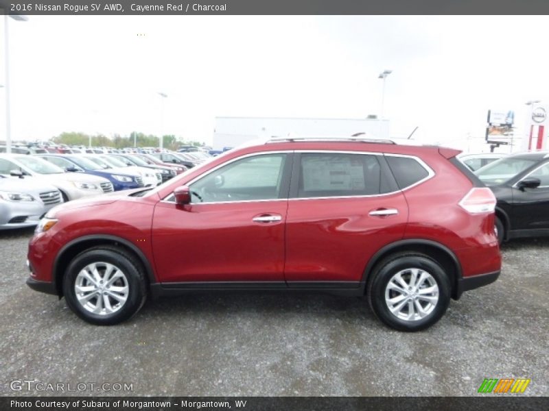 Cayenne Red / Charcoal 2016 Nissan Rogue SV AWD